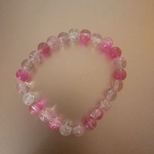 White and pink beaded bracelet